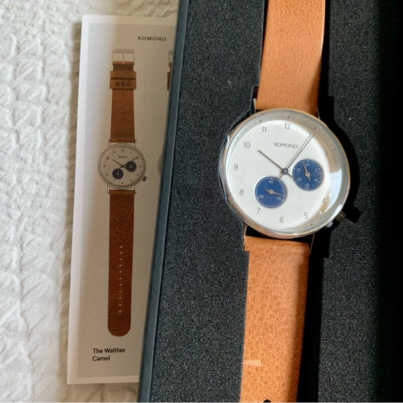 NWT Komono The Walther Camel Unisex Watch Leather Strap - Picture 8 of 9